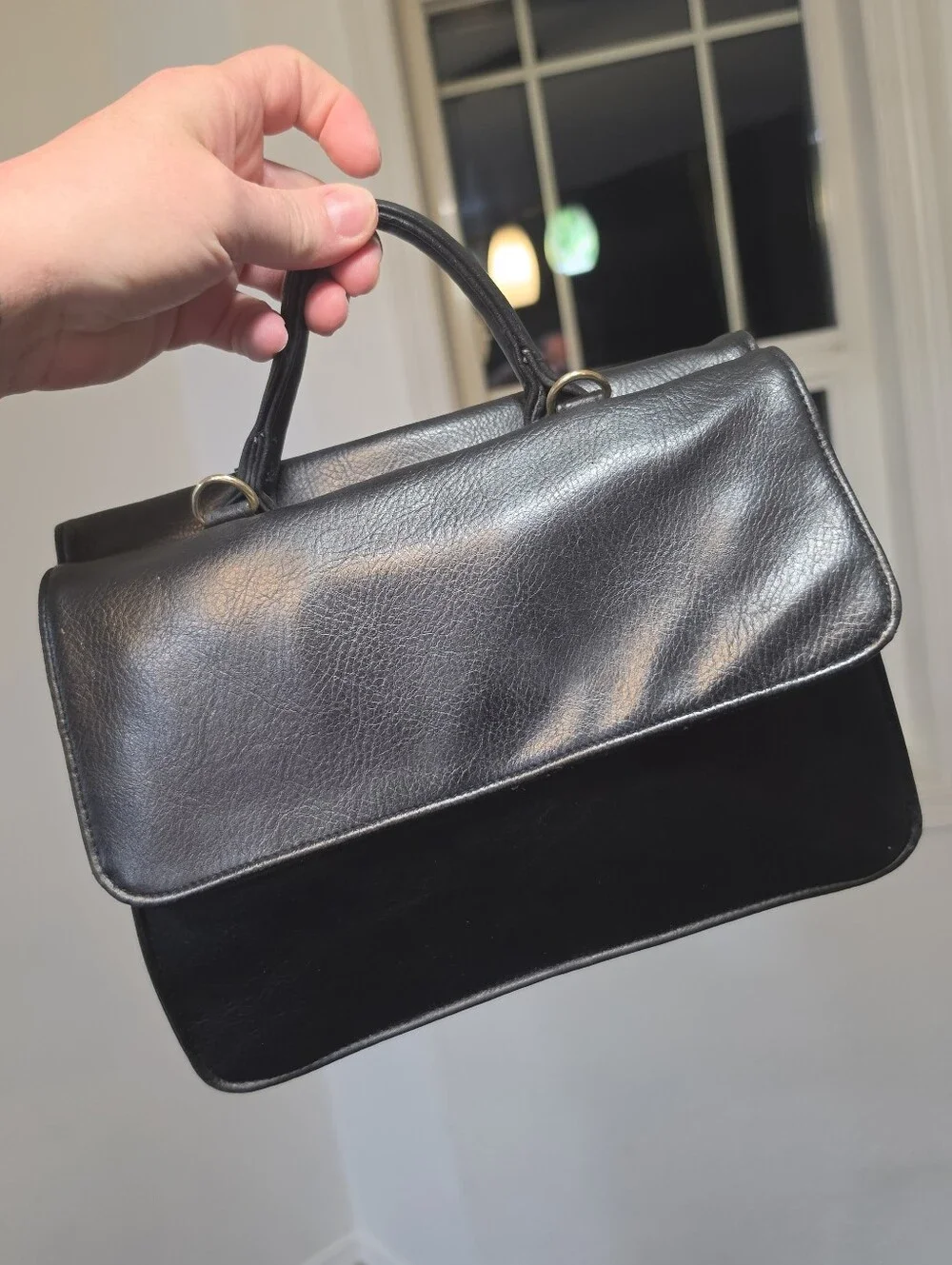 Vintage Rosetti Black Faux Leather Satchel/Crossbody Bag - MSRP $80